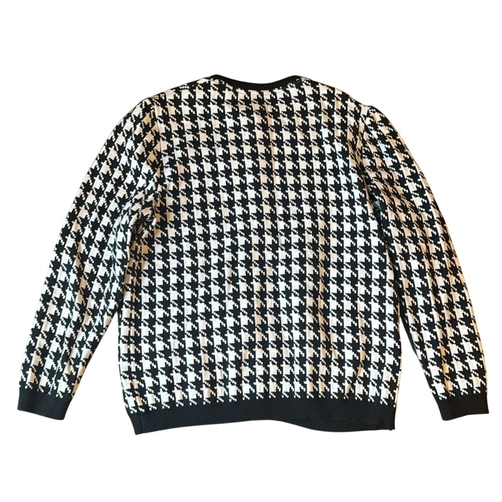 Vtg liola houndstooth cardigan button up long sleeve ladies wool Cotton size M - Picture 9 of 11